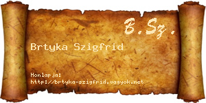 Brtyka Szigfrid névjegykártya
